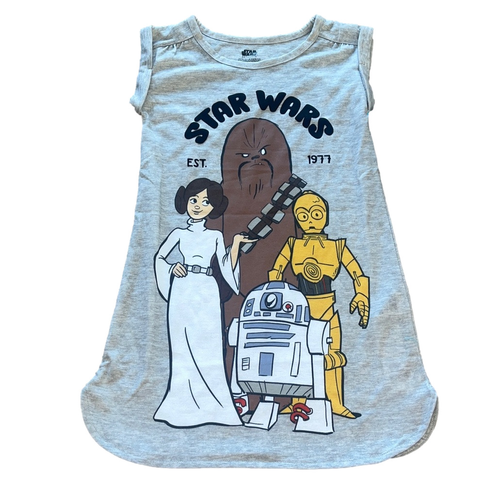 Disney Store Star Wars Rolled Sleeves Gray Night Gown with Princess Lea